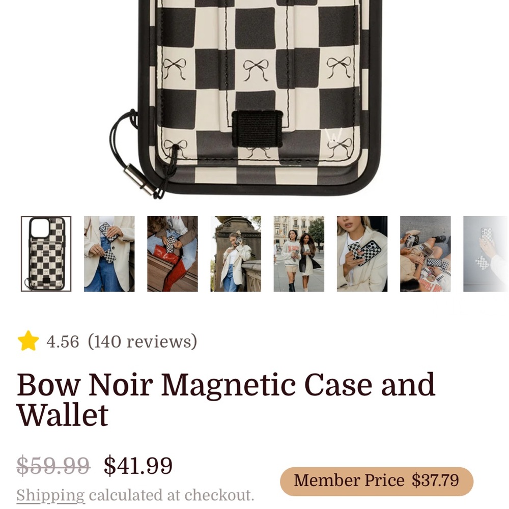 Walli Bow Noir Magnetic Case and Wallet Black and Cream iPhone 16 pro max Case - Picture 4 of 8